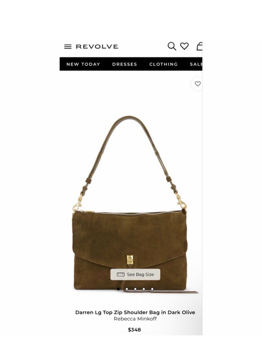 New Rebecca Minkoff Large Darren Shoulder Bag in Dark Olive $348 Revolve